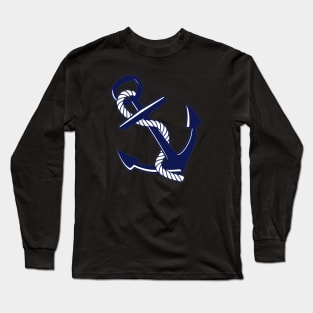 Navy blue anchor sticker Long Sleeve T-Shirt